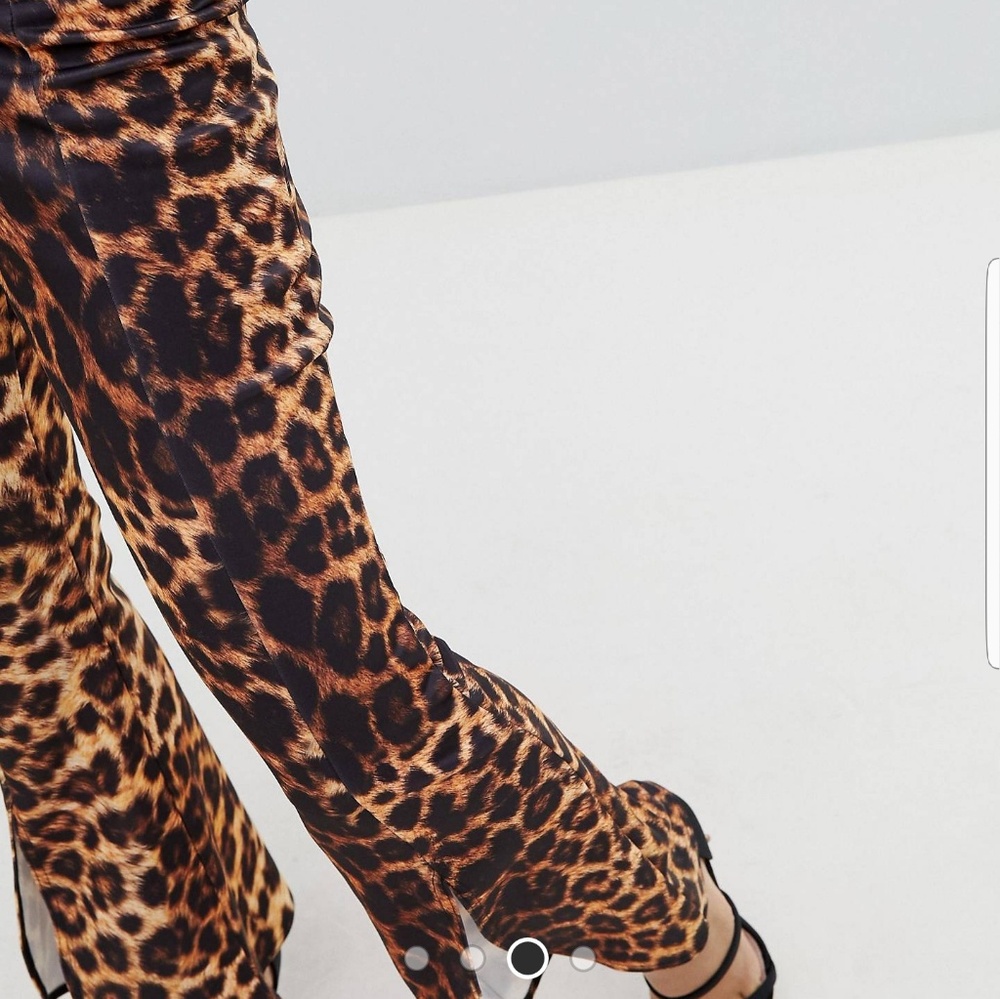 Leopard Spandex Pants with Front Slits